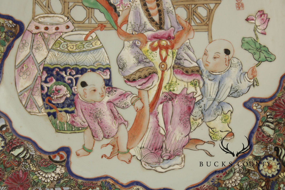 Chinese Monumental Famille Rose Porcelain Charger