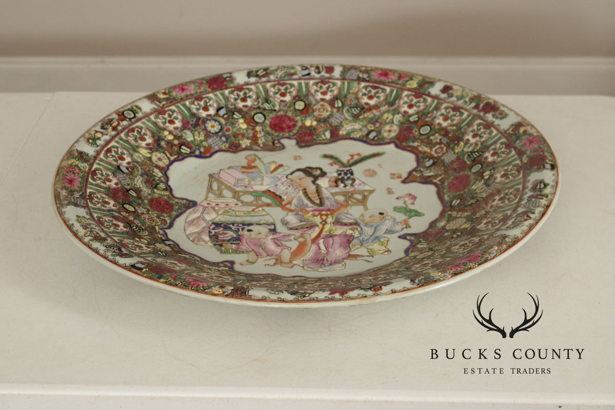Chinese Monumental Famille Rose Porcelain Charger