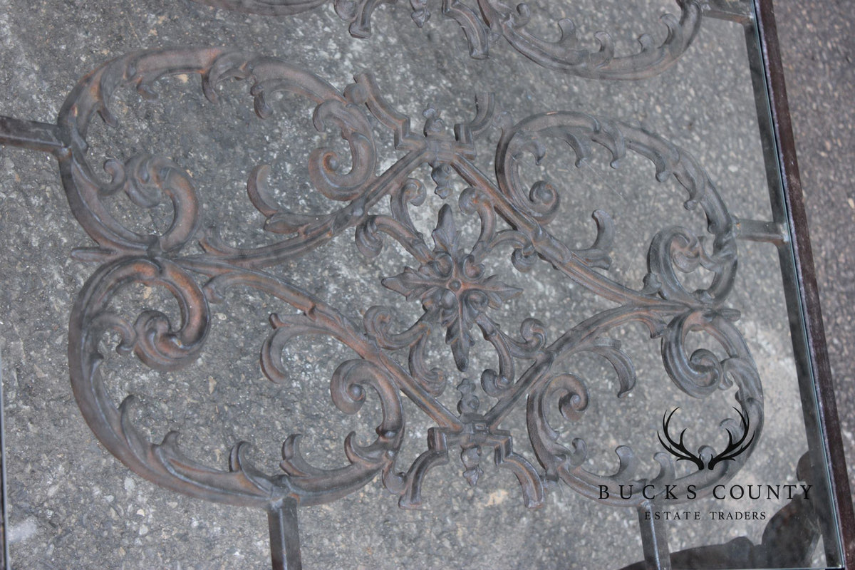 Victorian Style Glass Top Iron Coffee Table