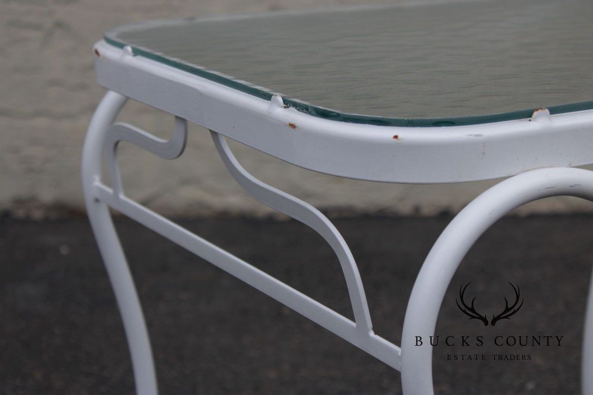 Woodard Glass Top Wrought Iron Patio Side Table