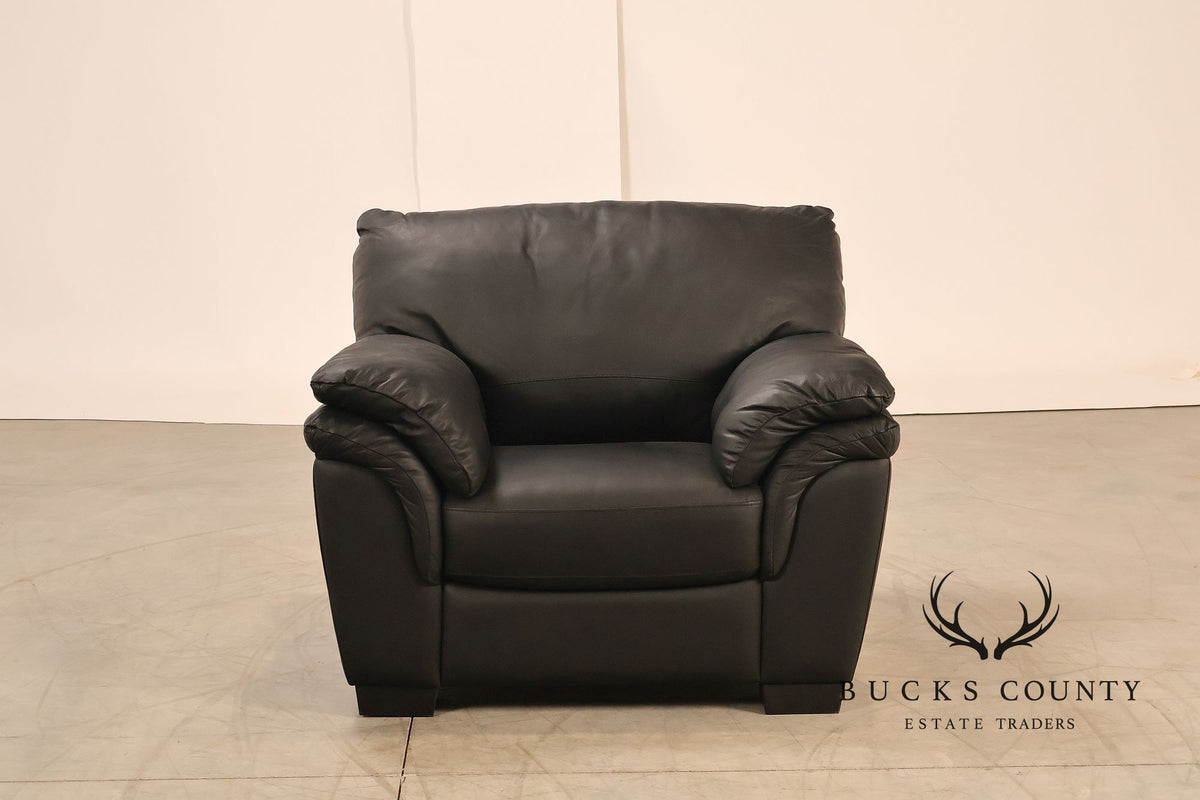 Italsofa Contemporary Black Leather Club Chair