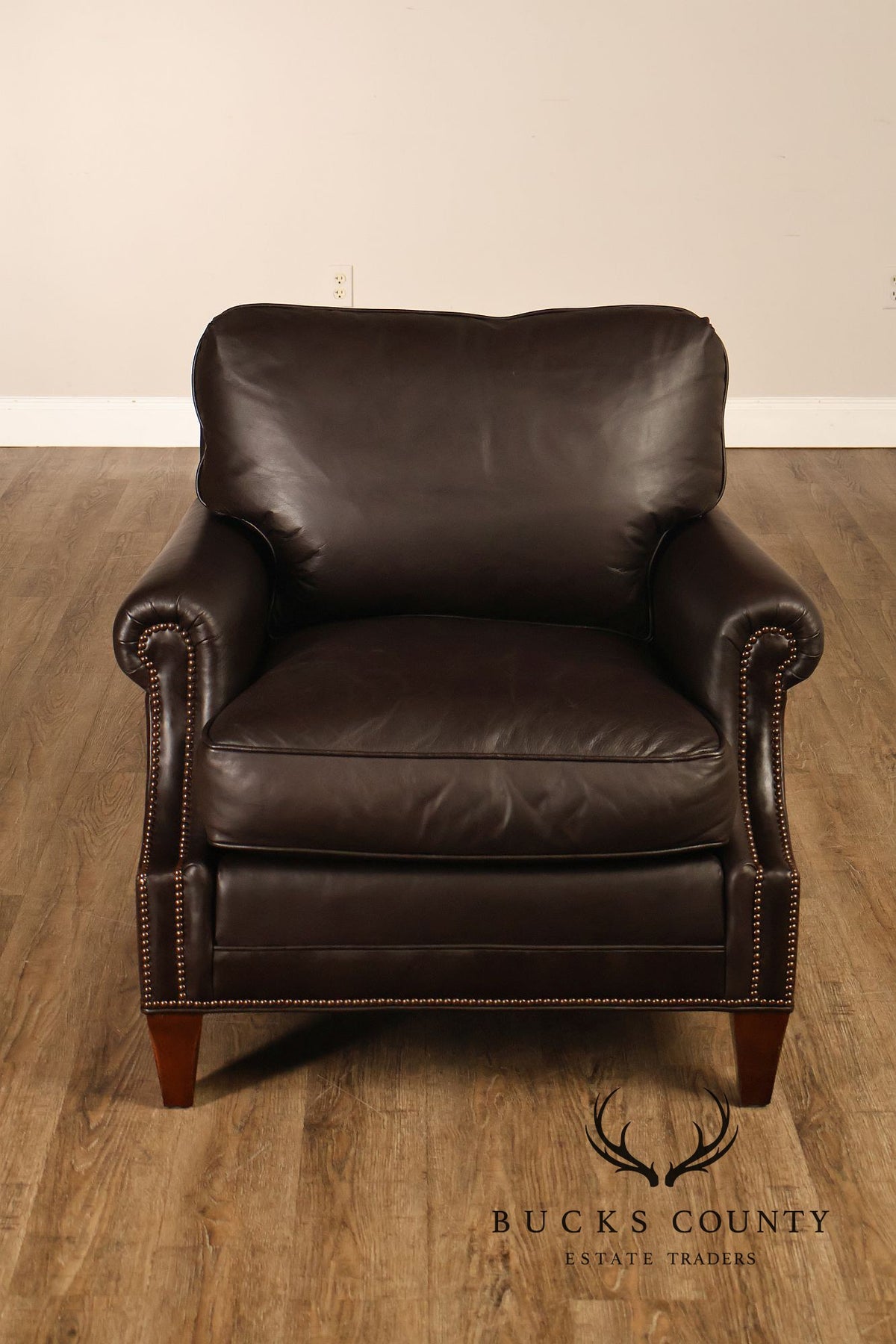 Baker Furniture Pair of Leather Club Chairs