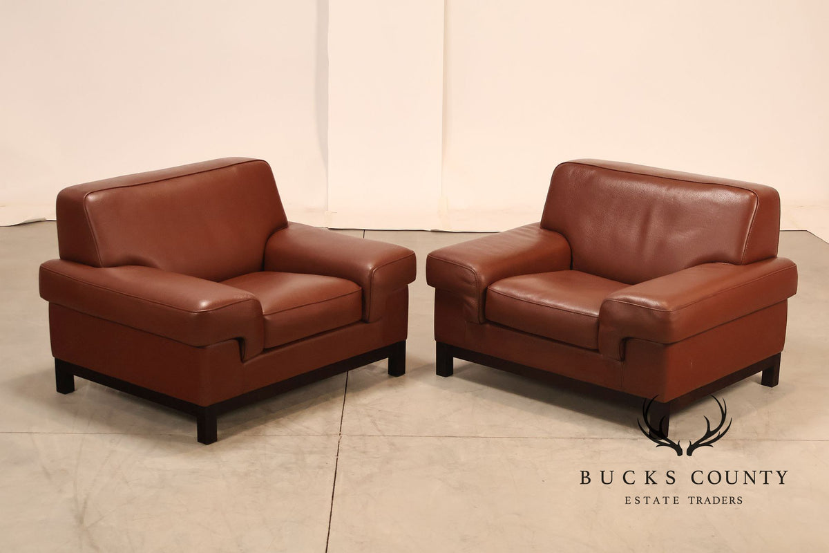 Formenti Pair of Italian Leather Lounge Chairs