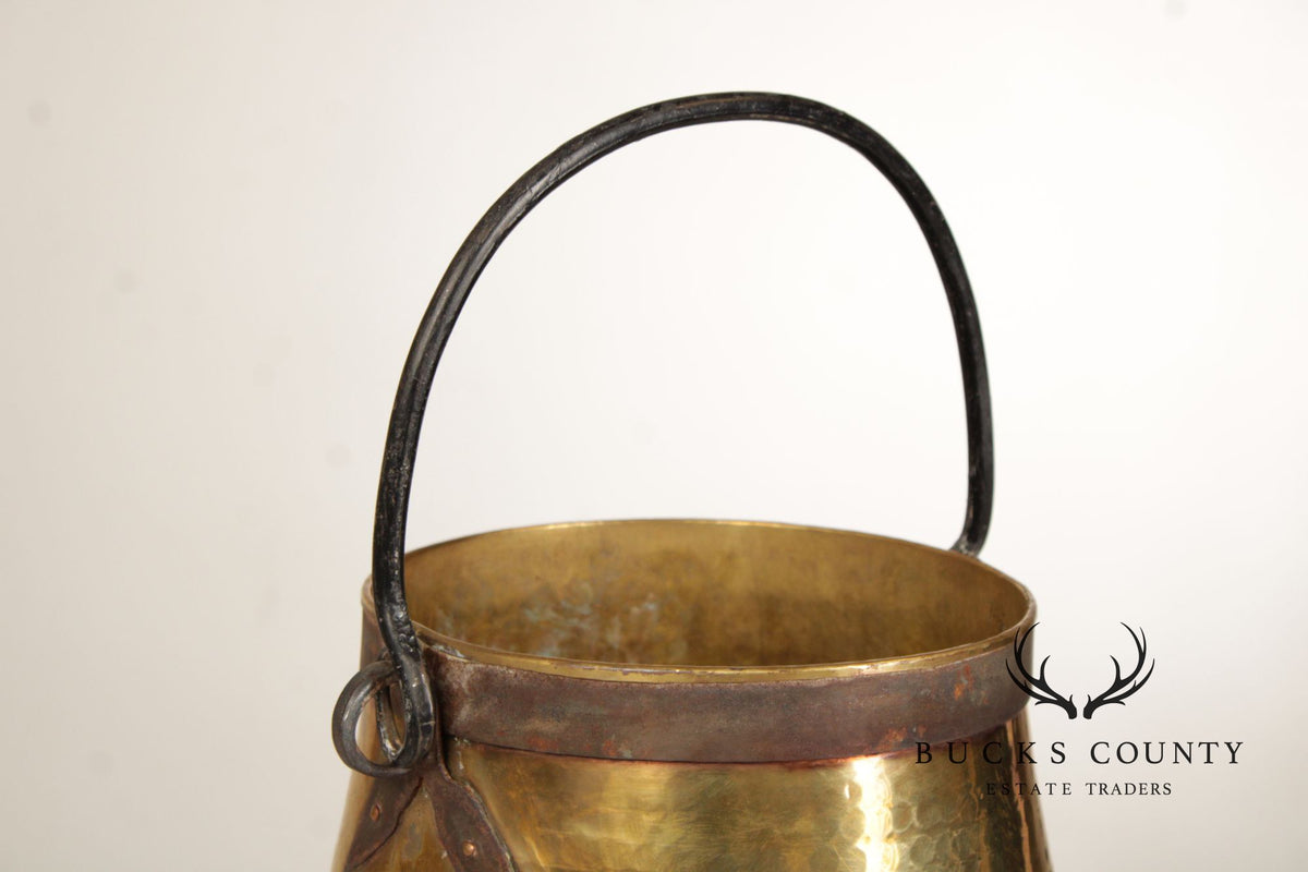 Vintage Hammered Brass Bucket