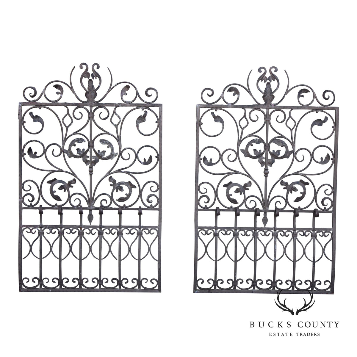 Vintage Pair Of Wrought Iron Decorative Garden Panels