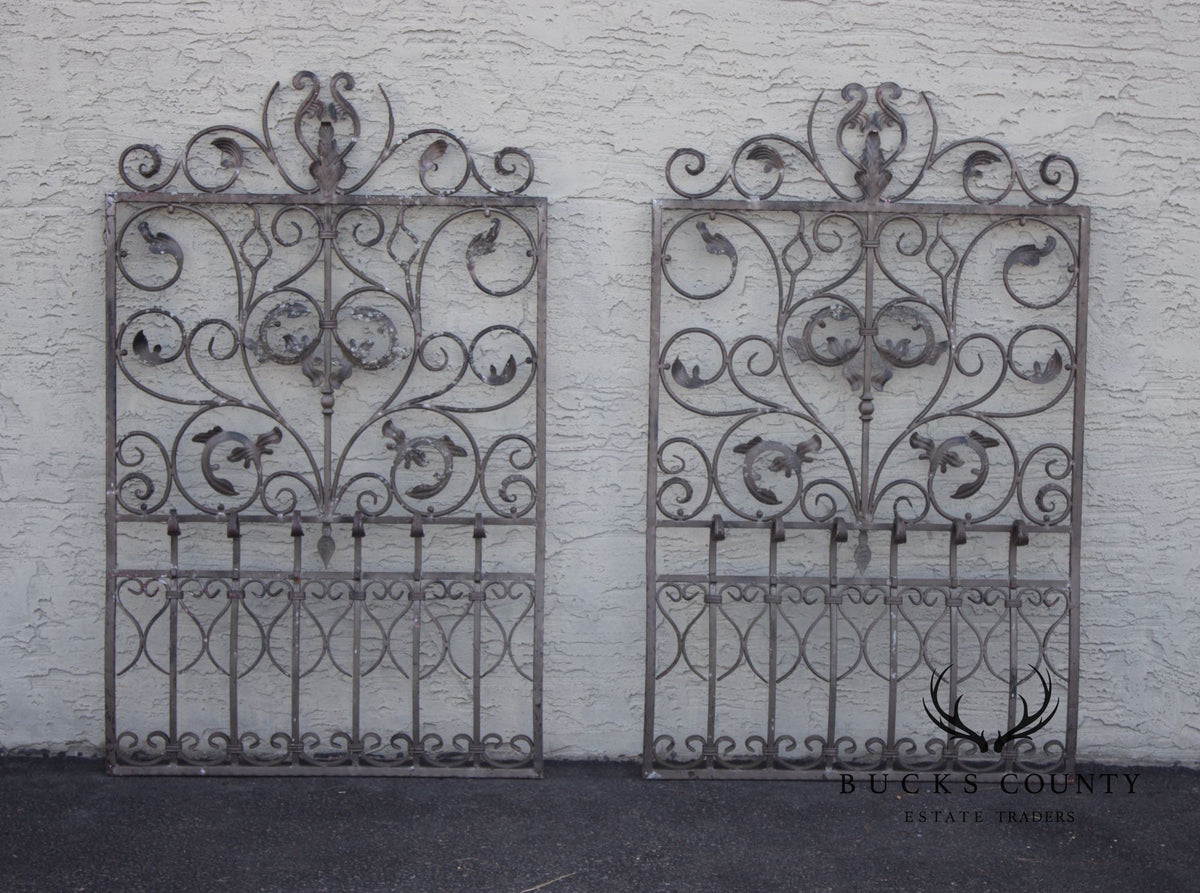 Vintage Pair Of Wrought Iron Decorative Garden Panels