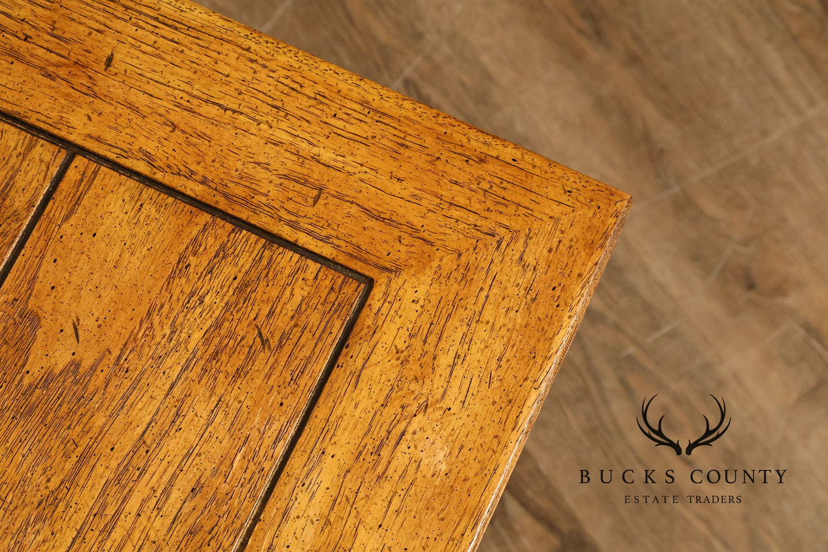 Drexel Heritage Pair Of Rustic Square End Tables With Pull Out Trays