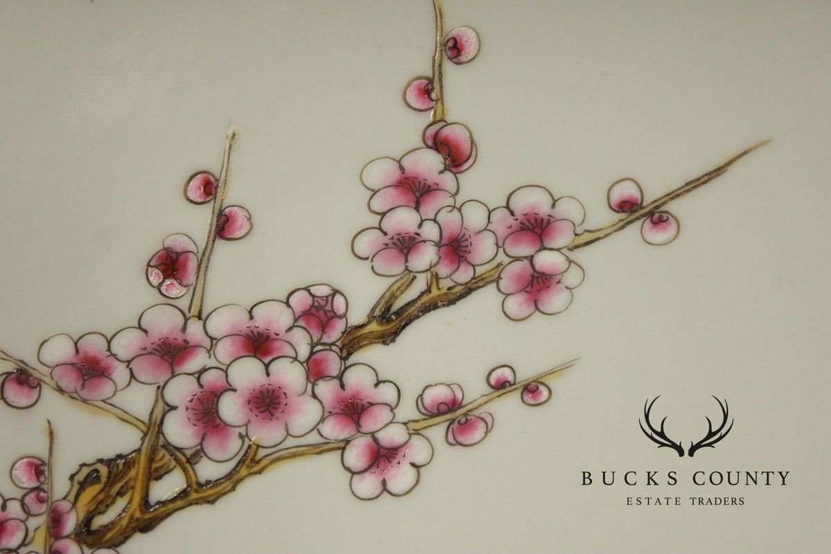 Vintage Chinese Set of Three Framed Porcelain Wall Plaques