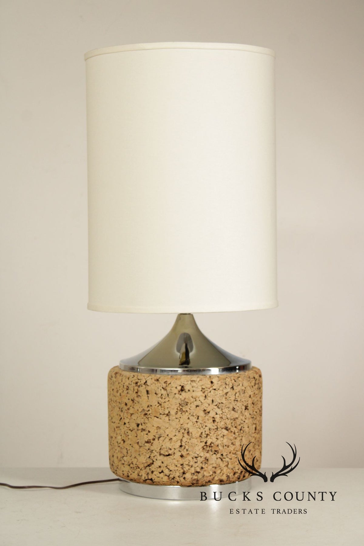 Mid Century Modern Pair of Cork Table Lamps