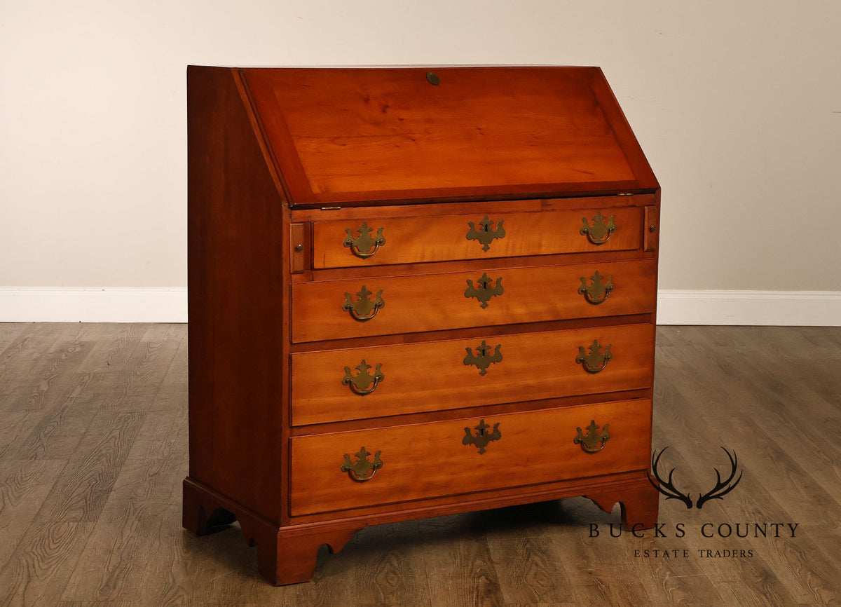 Antique Traditional Cherry Slant-Front Secretary Desk With Secret Compartments
