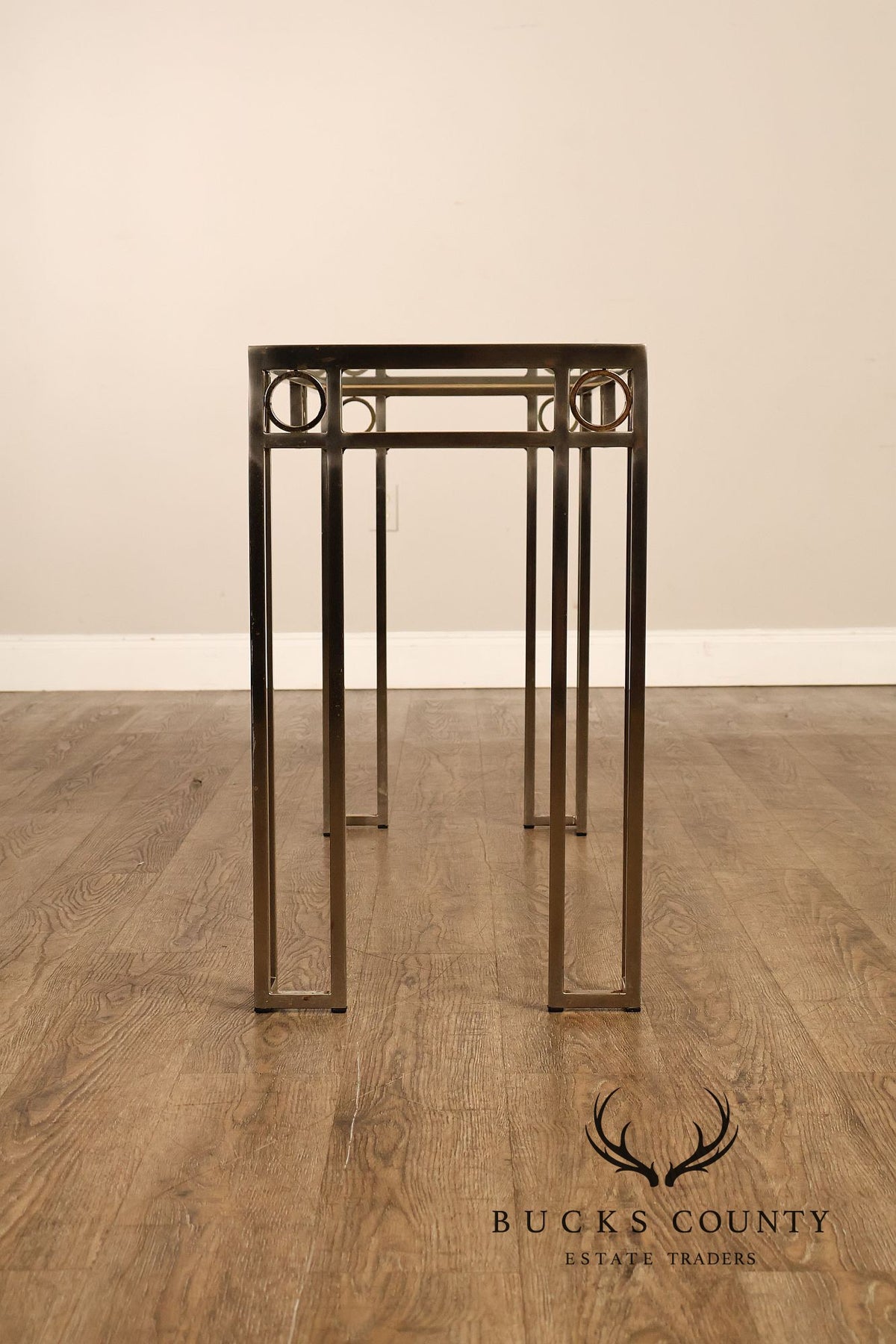Modern Art Deco Style Glass Top Console Table