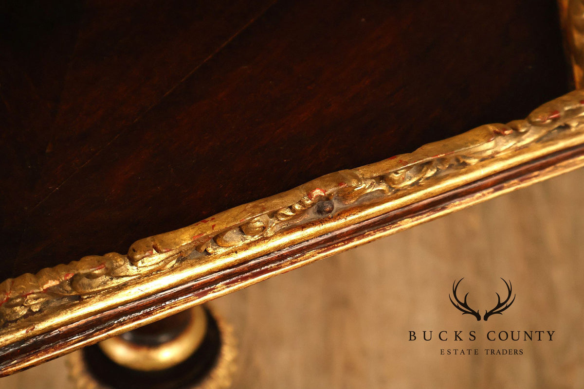 Italian Regency Style Mahogany And Gilt Pedestal Plant Stand