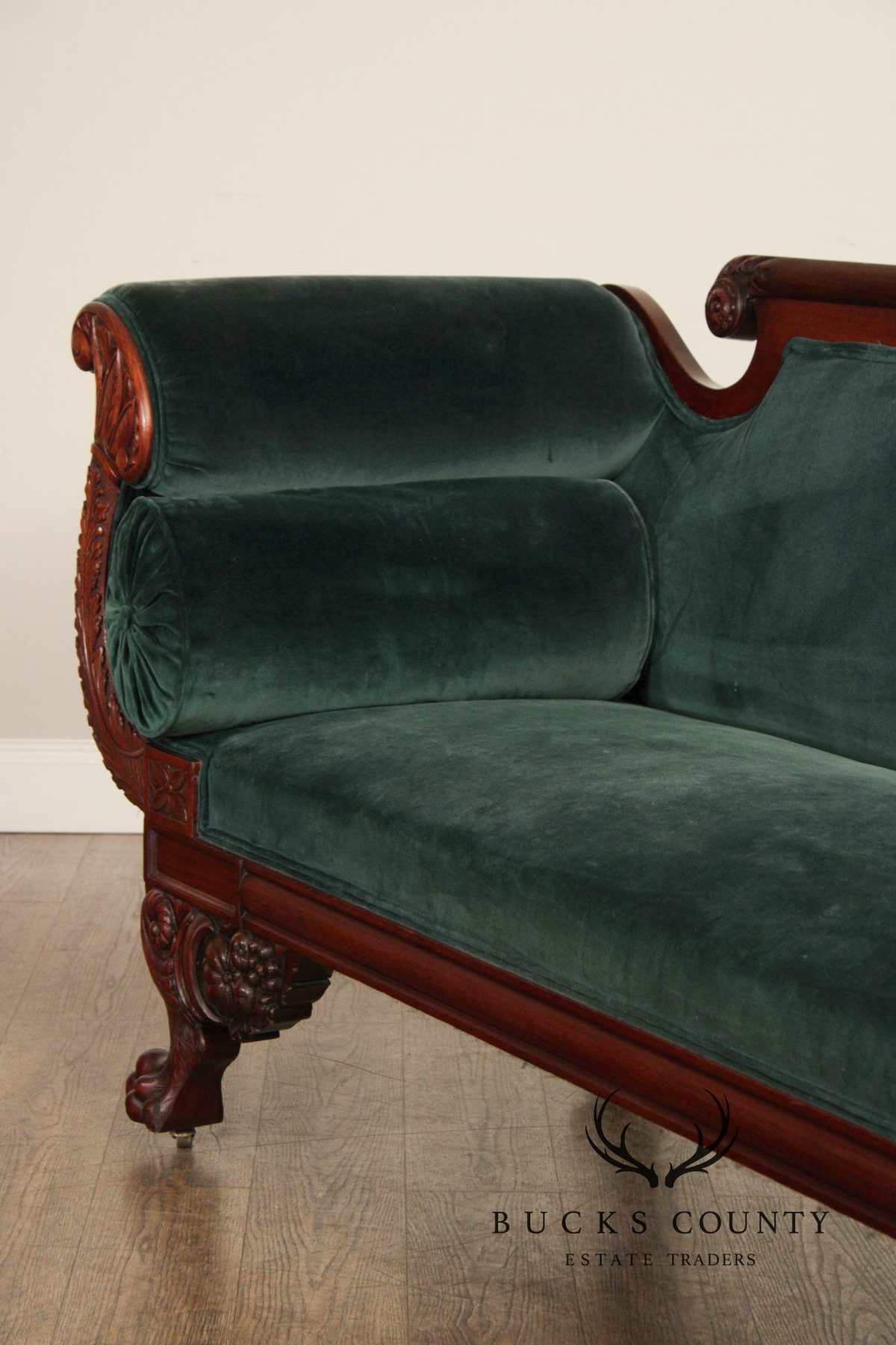 Antique American Empire Carved Mahogany Sofa