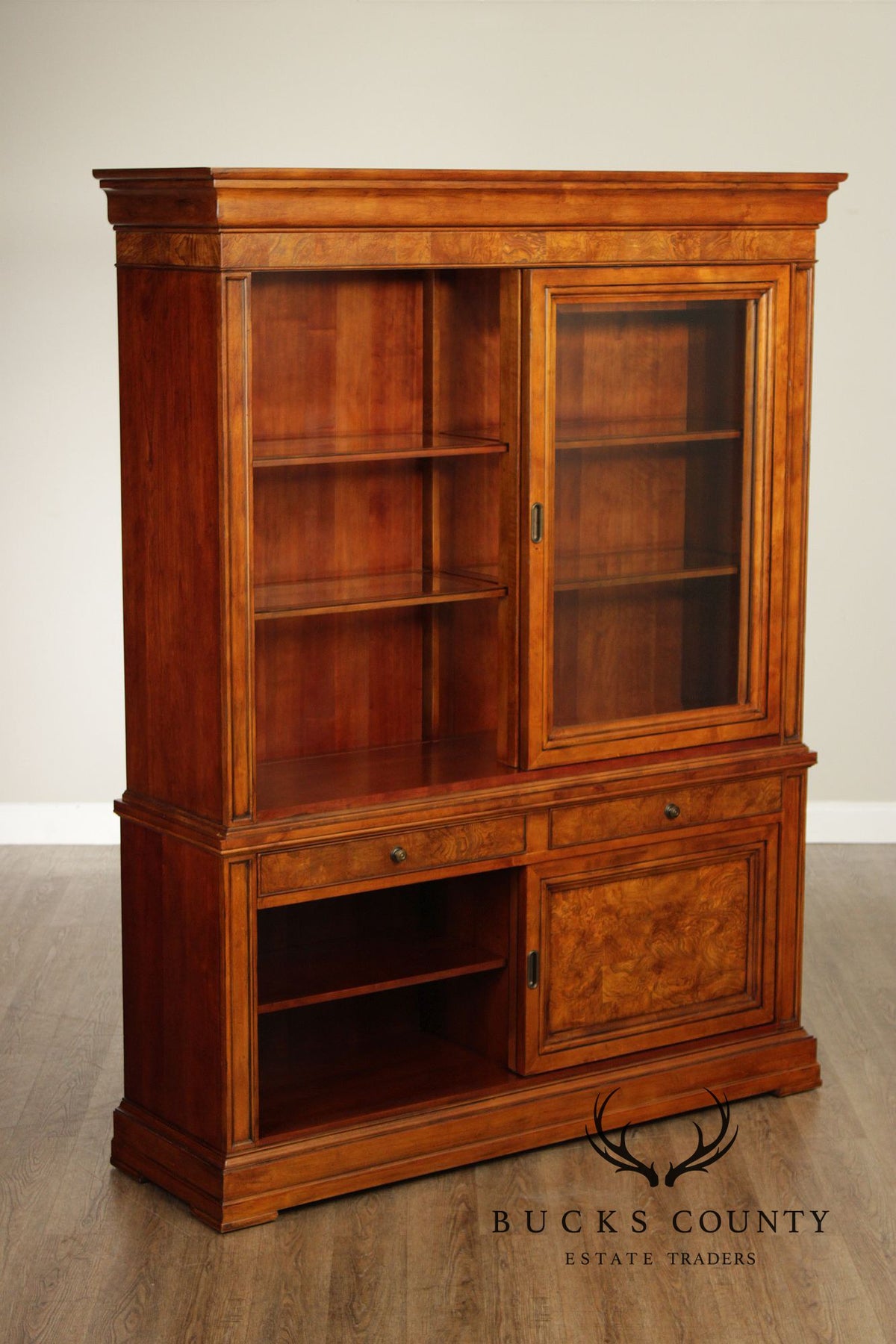 Ethan Allen Louis Philippe Style Burl Wood China Cabinet