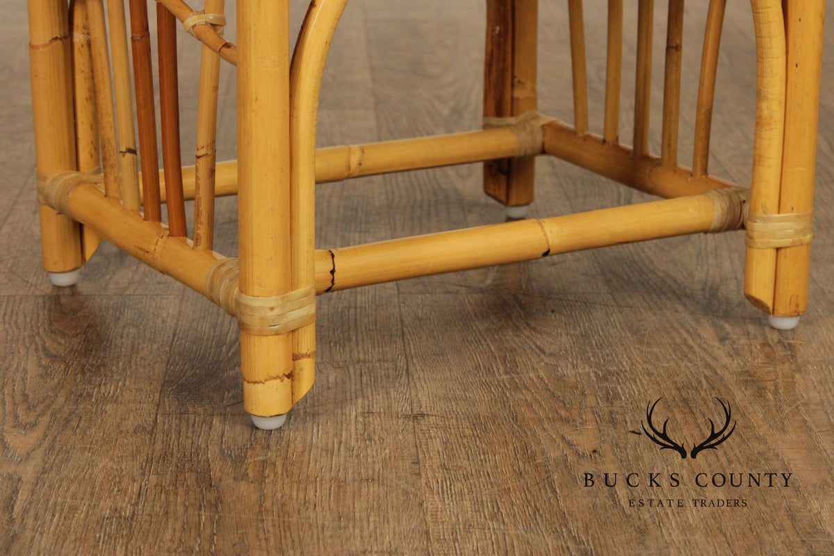 Vintage Hollywood Regency Bamboo Bench