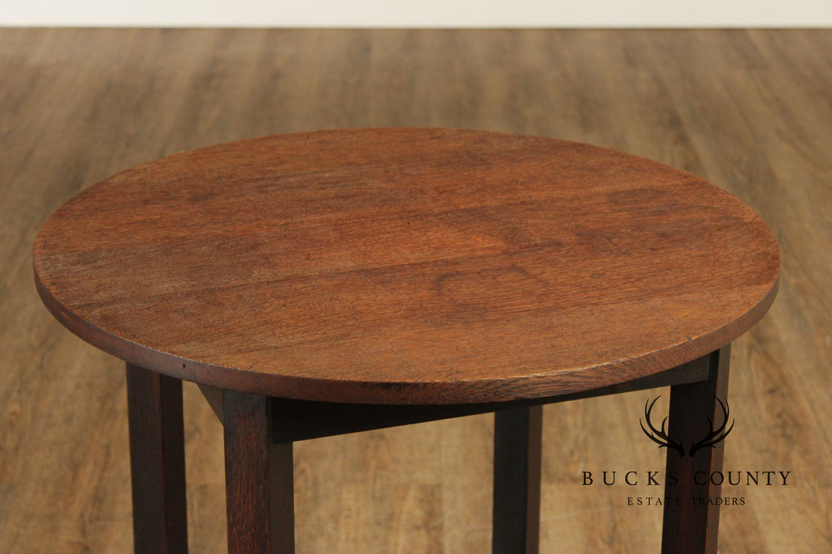 Stickley Brothers Antique Mission Oak Round Lamp Table