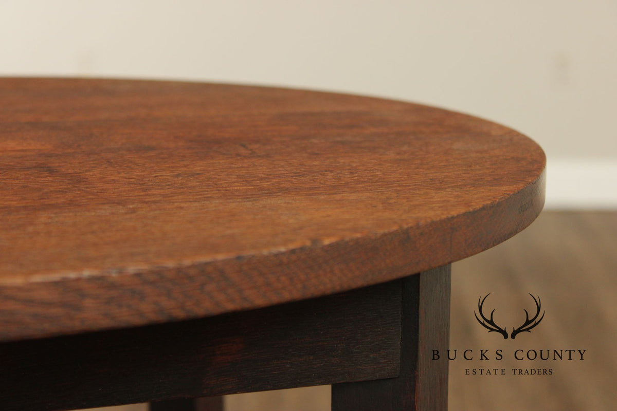 Stickley Brothers Antique Mission Oak Round Lamp Table