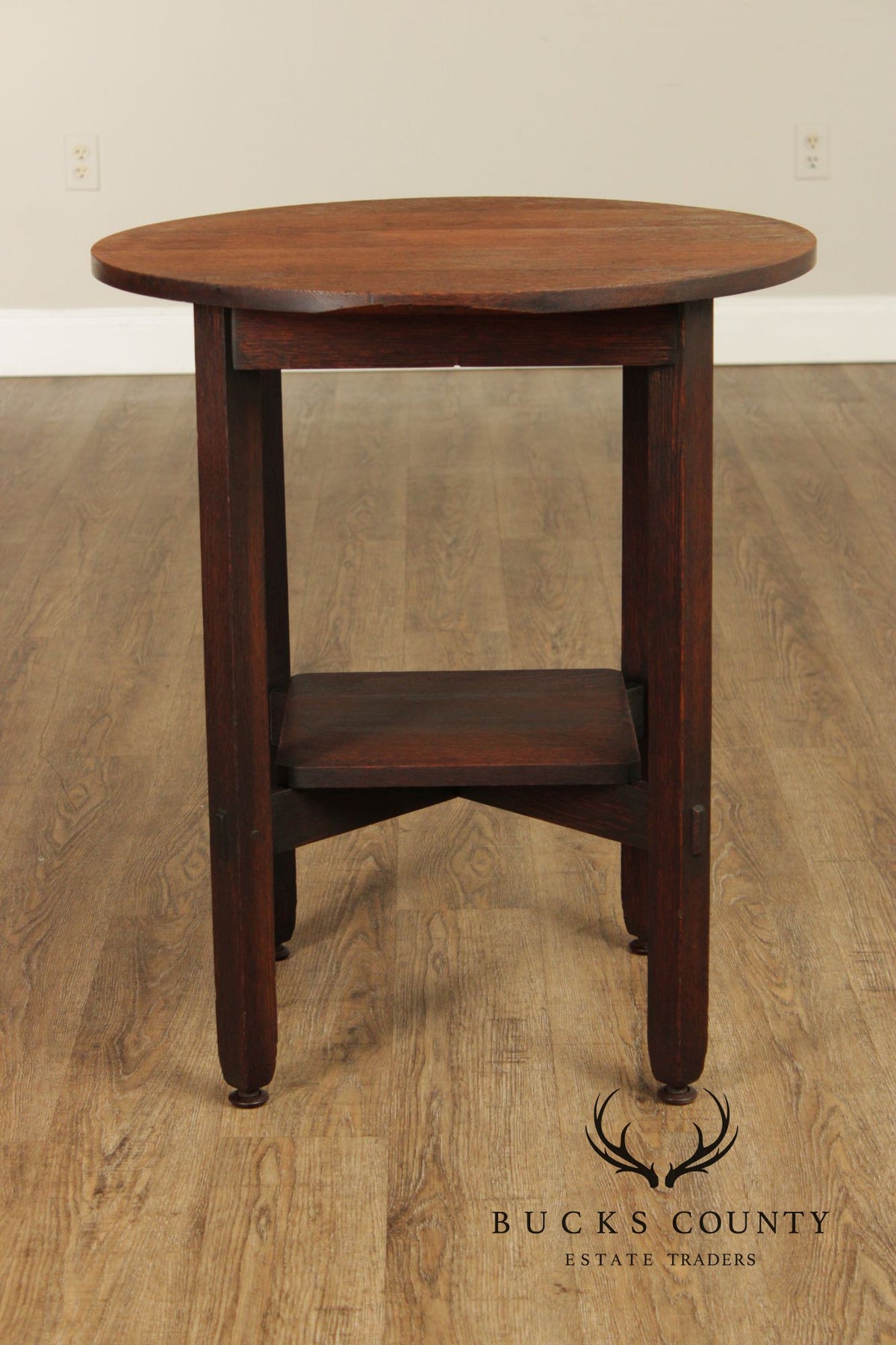 Stickley Brothers Antique Mission Oak Round Lamp Table