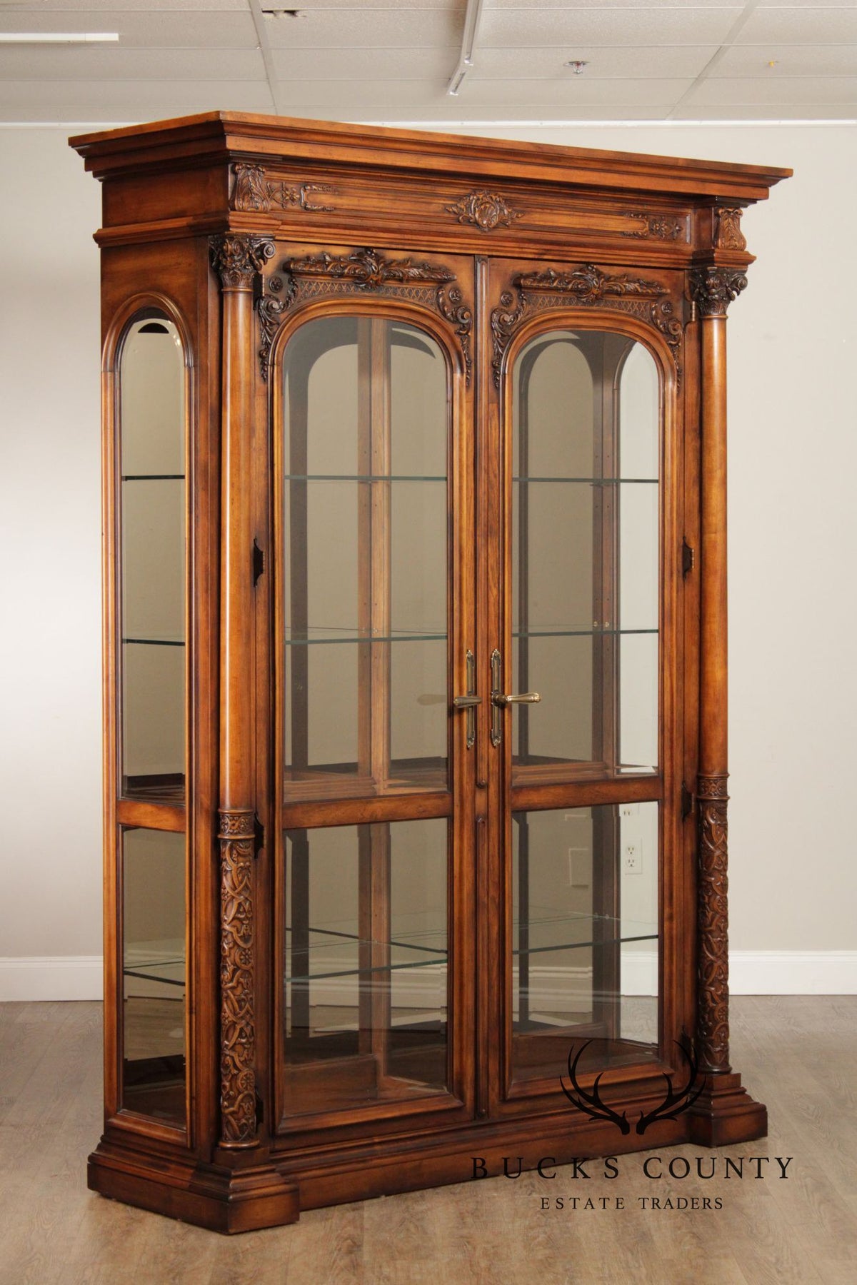 Henredon Monumental French Style Lighted Display Cabinet