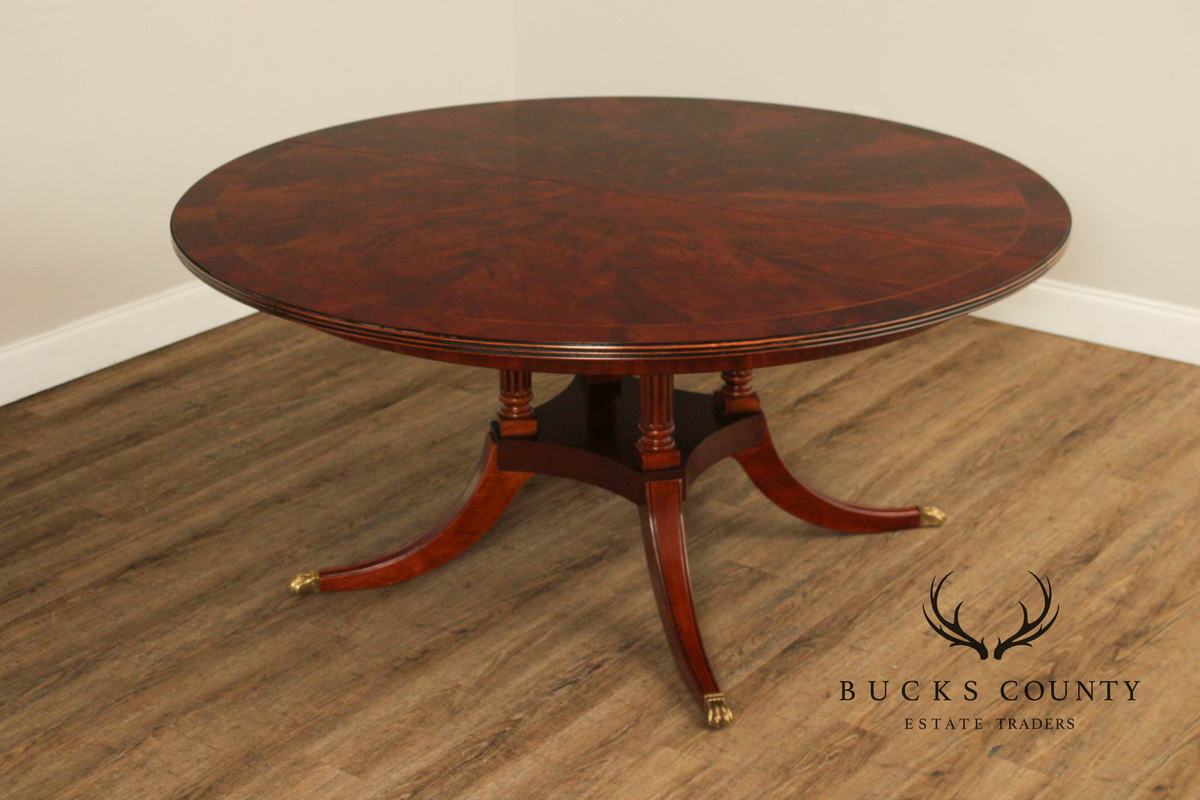 Henredon Round Expandable Flame Mahogany Pedestal Dining Table