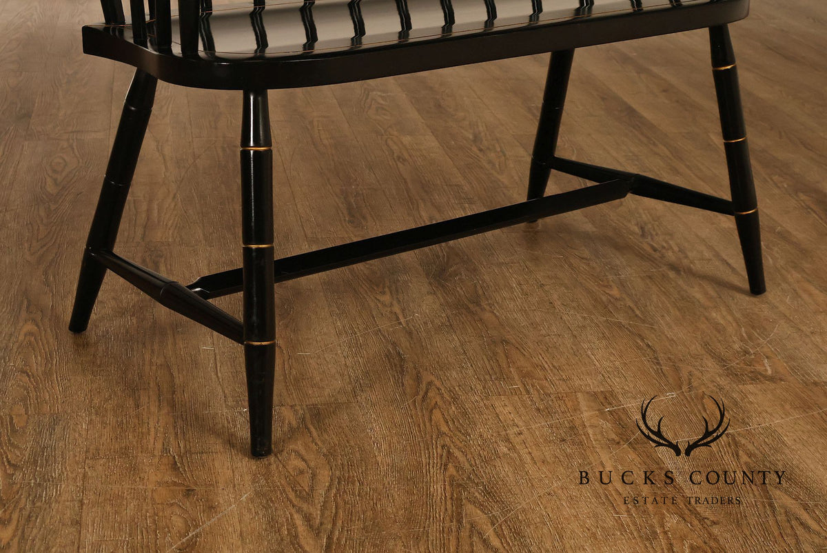 Nichols & Stone Black Stenciled Windsor Bench