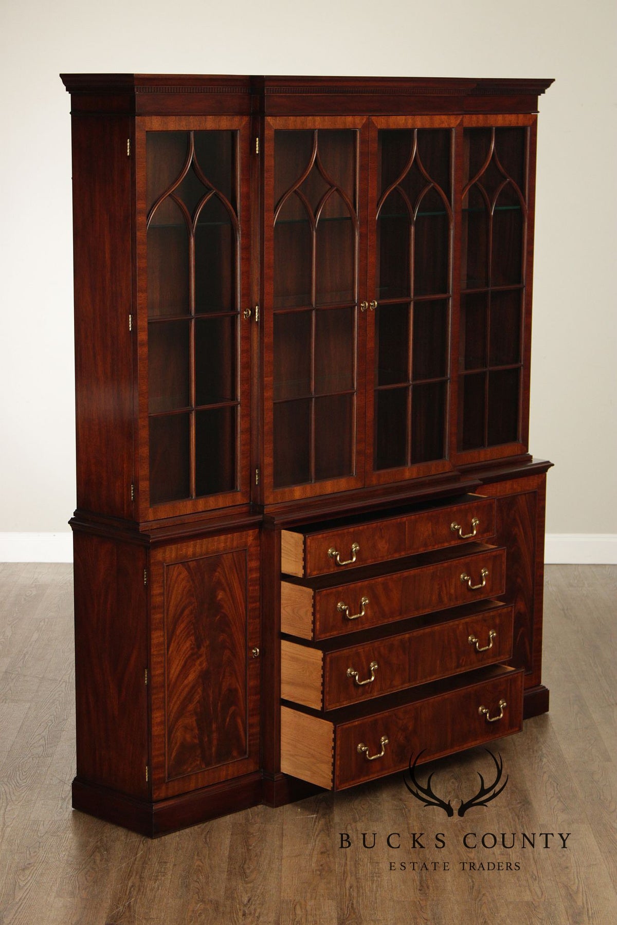 Henkel Harris Georgian Style Large Mahogany Breakfront