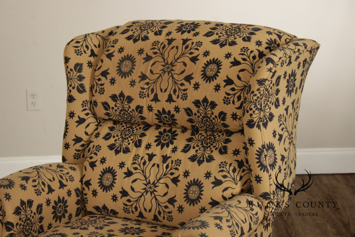 Floral Upholstered Wingback Recliner Chair