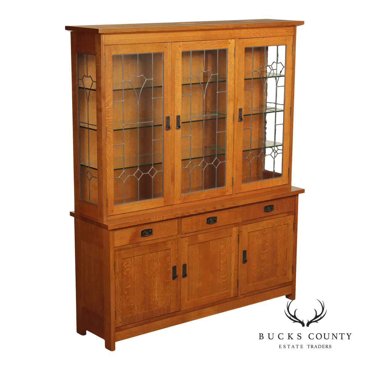 Stickley Mission Collection Oak Three-Door Buffet with China Top