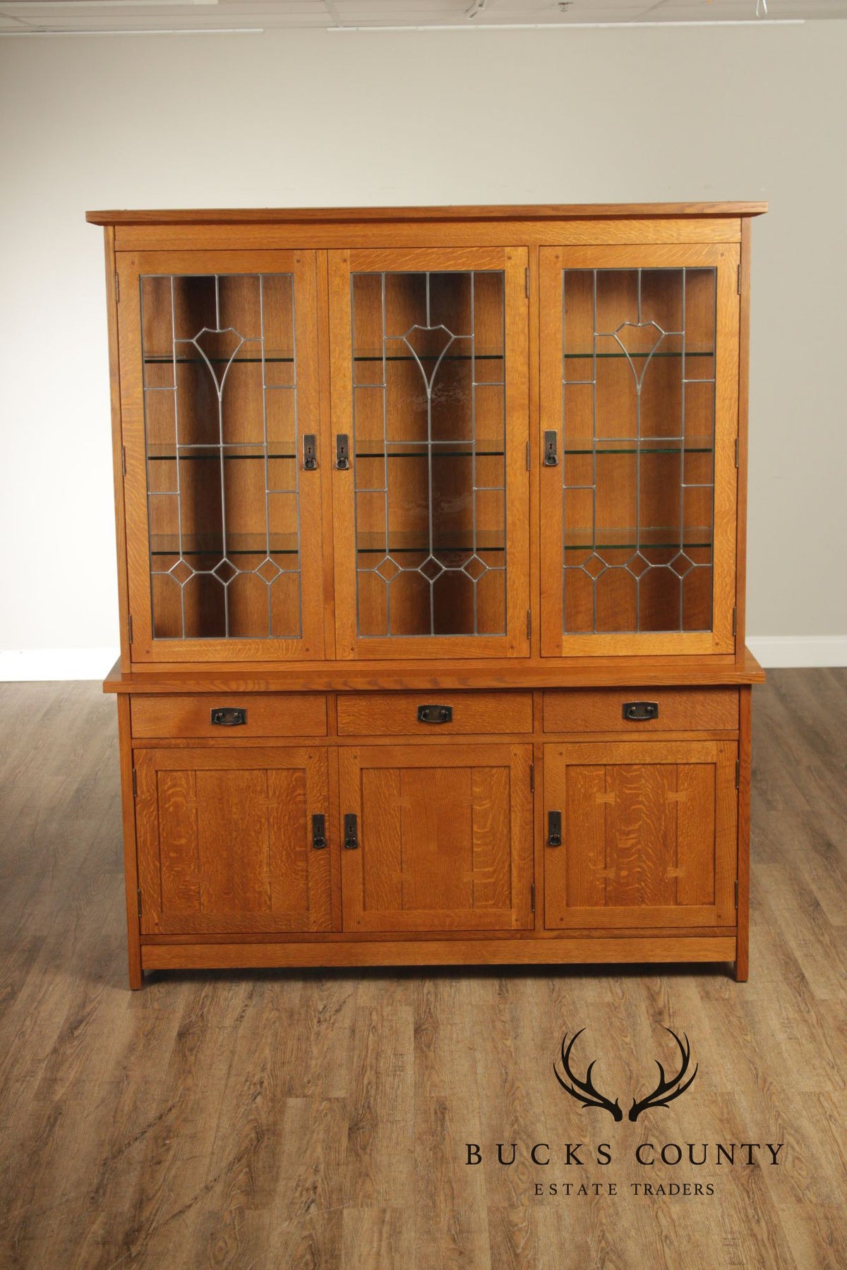 Stickley Mission Collection Oak Three-Door Buffet with China Top