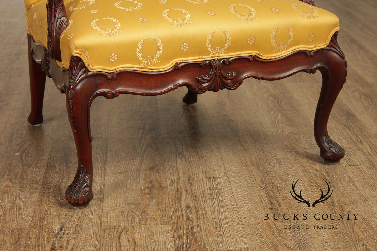 George II Style Carved Mahogany Library Armchair
