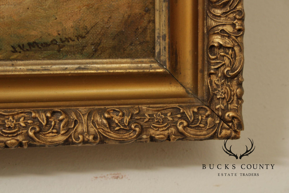 James Vincent Maginn Framed Painting, A Brood of Baby Chickens