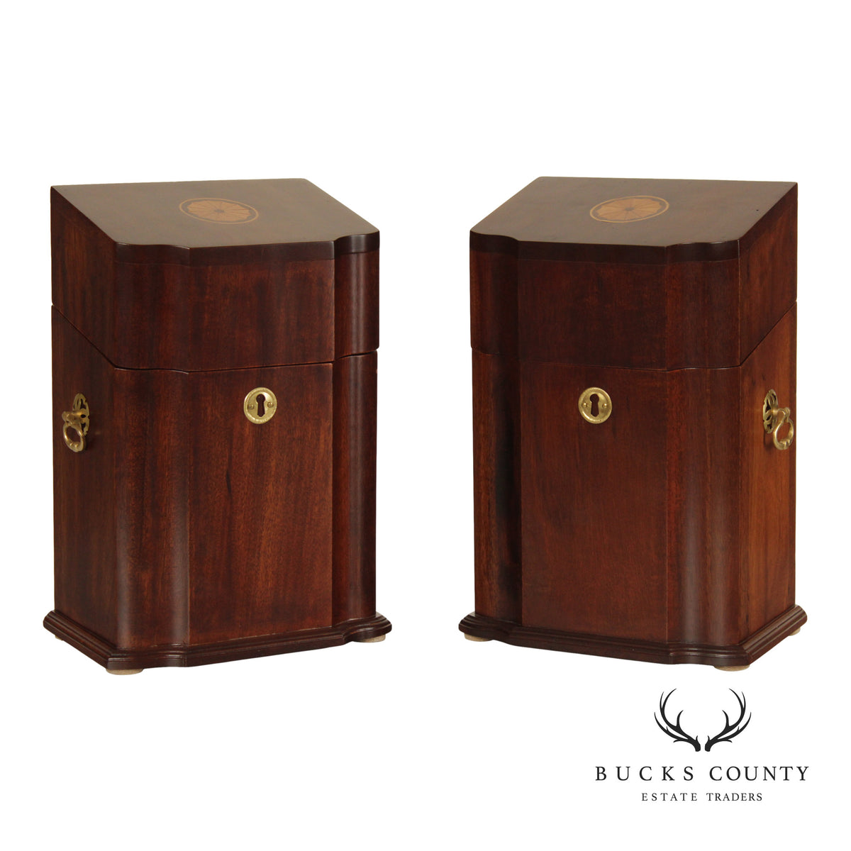 Federal Style Pair Of Mahogany Inlaid Knife Boxes