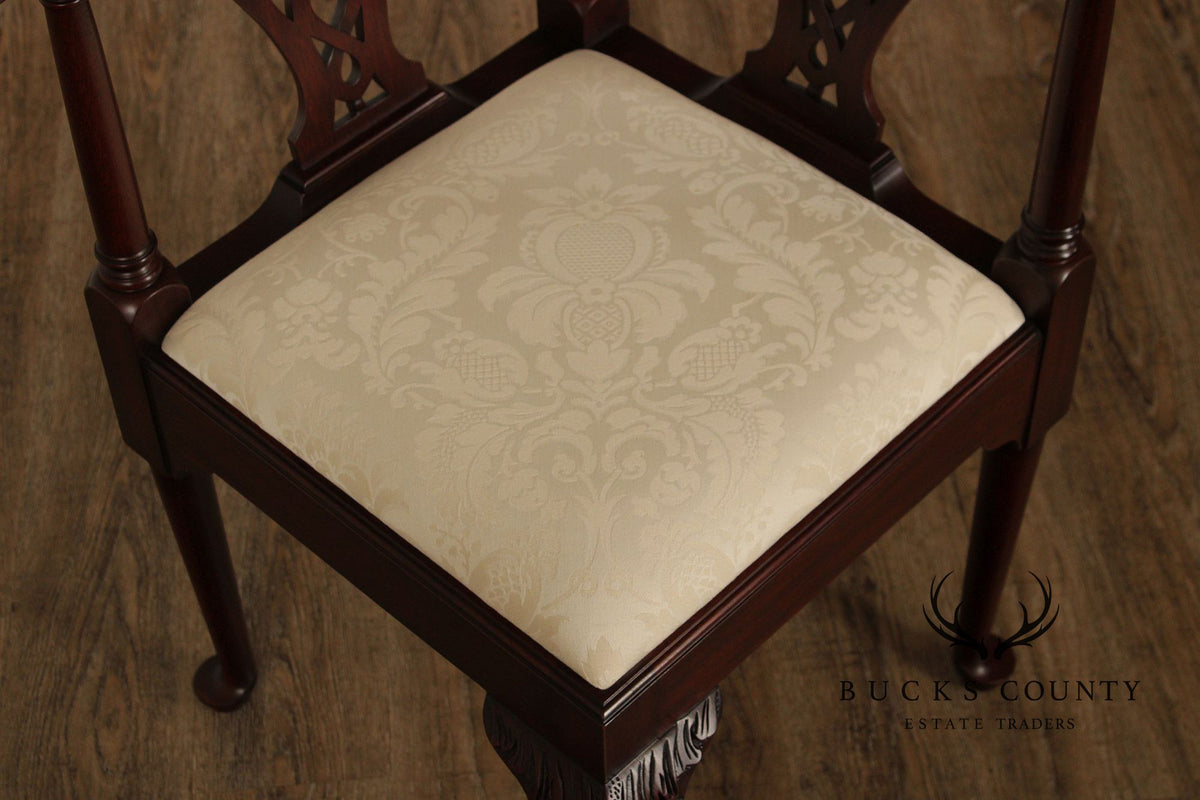 Henkel Harris Mahogany Chippendale Style Corner Chair