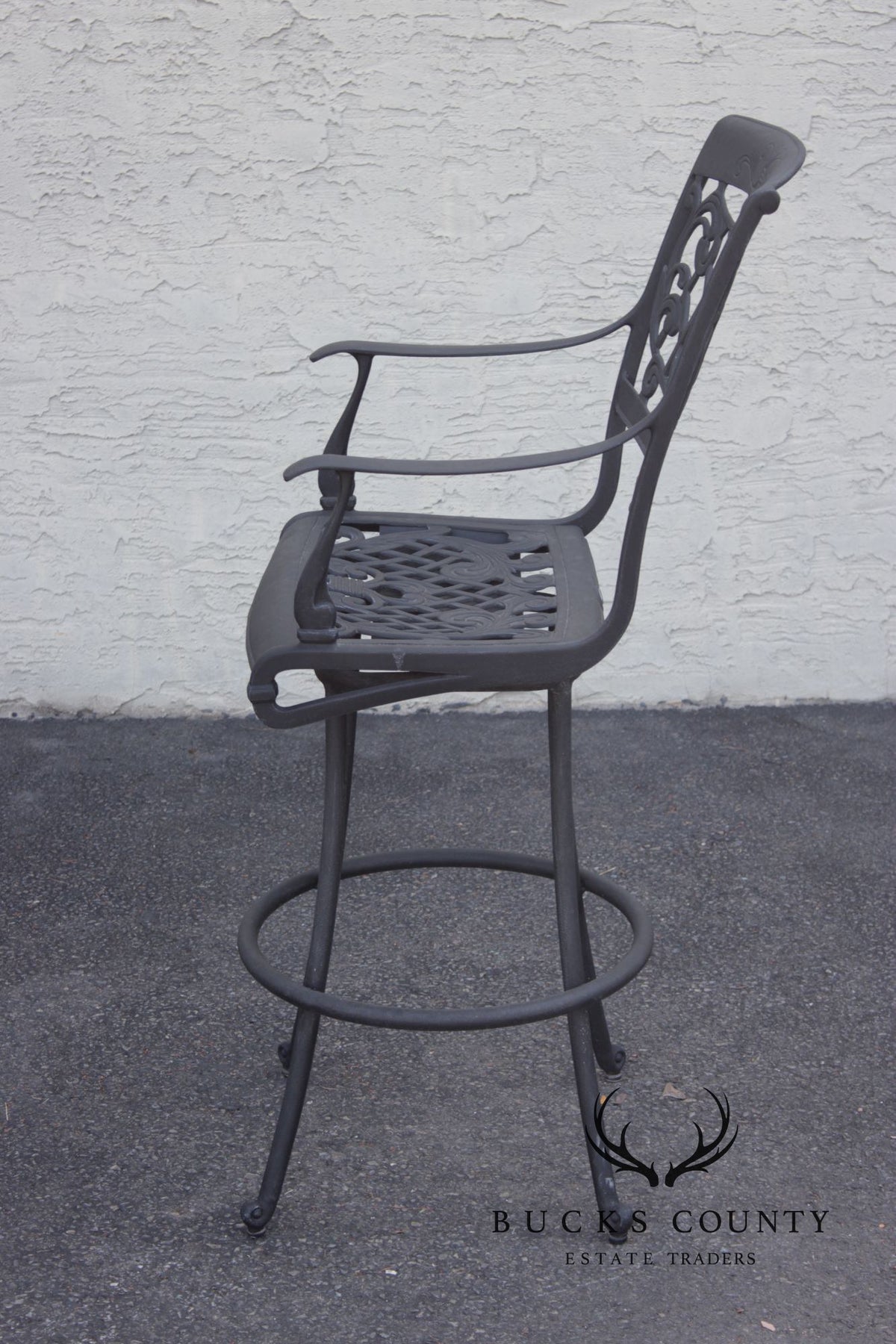 Outdoor Lifestyle Cast Aluminum Bar Height Patio Table And Four Swivel Armchairs