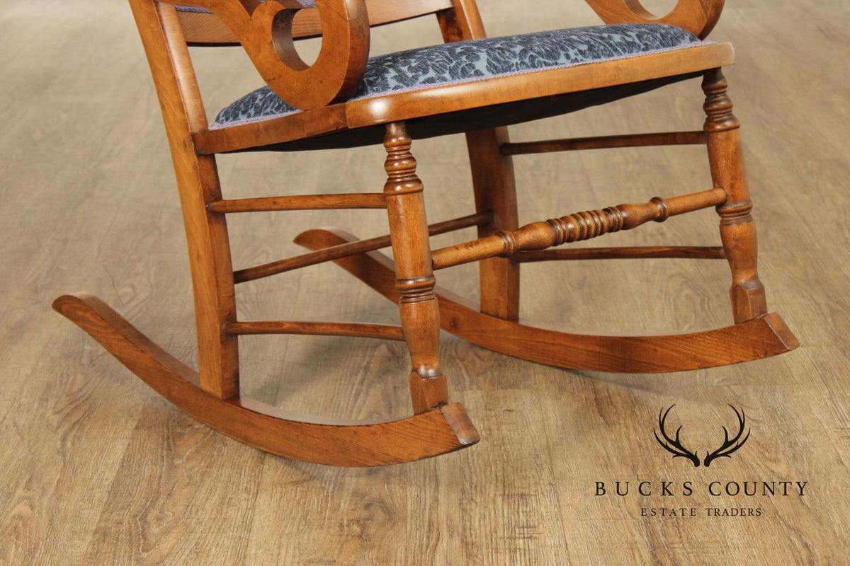 Antique Victorian Era Custom Upholstered Rocker
