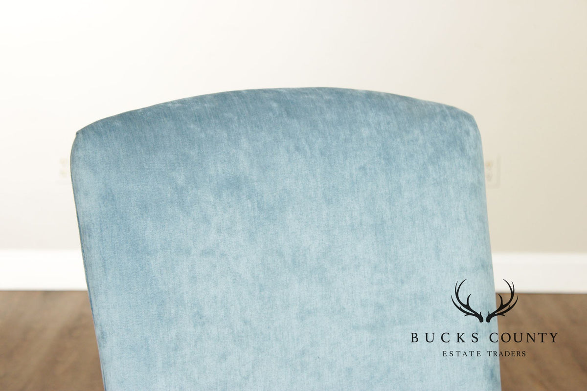 Modern Upholstered Blue Desk Office Chair On Casters