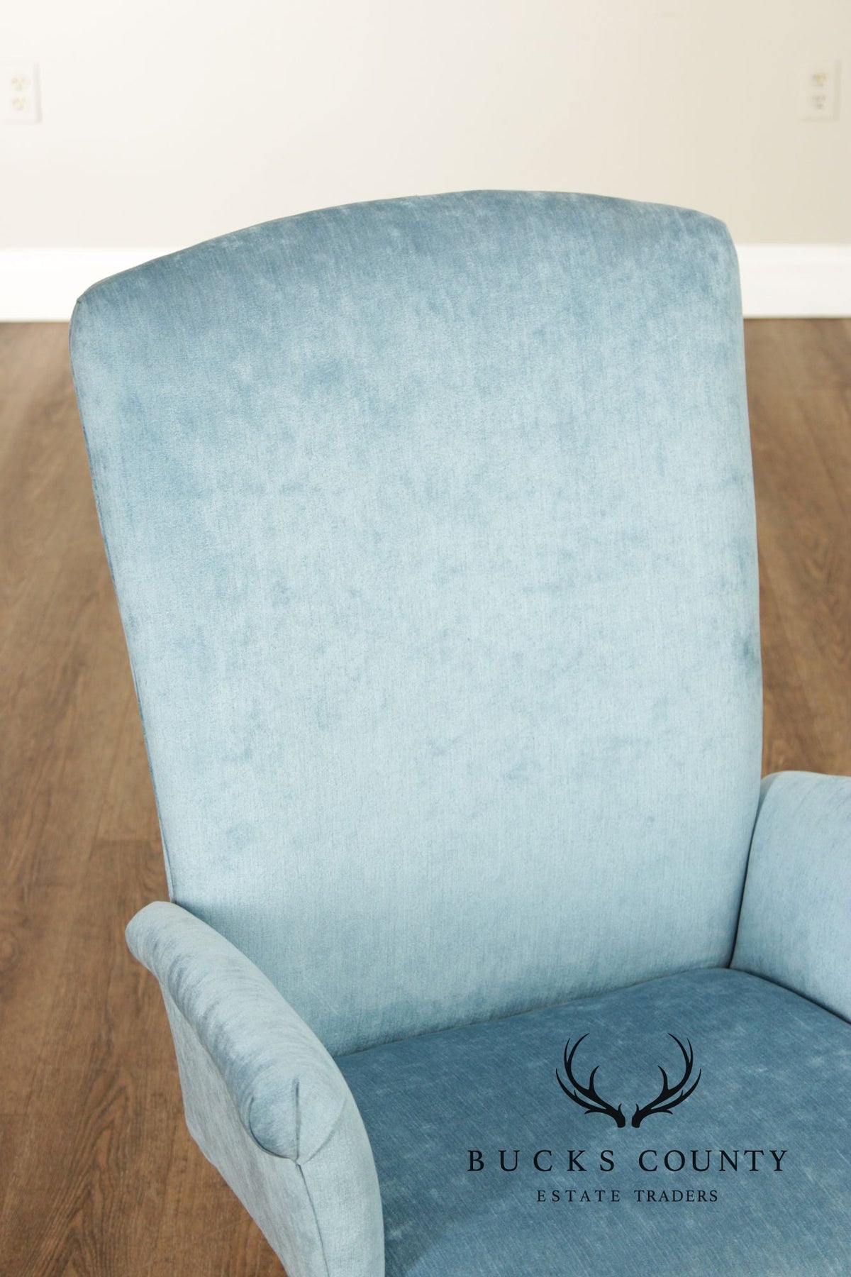 Modern Upholstered Blue Desk Office Chair On Casters
