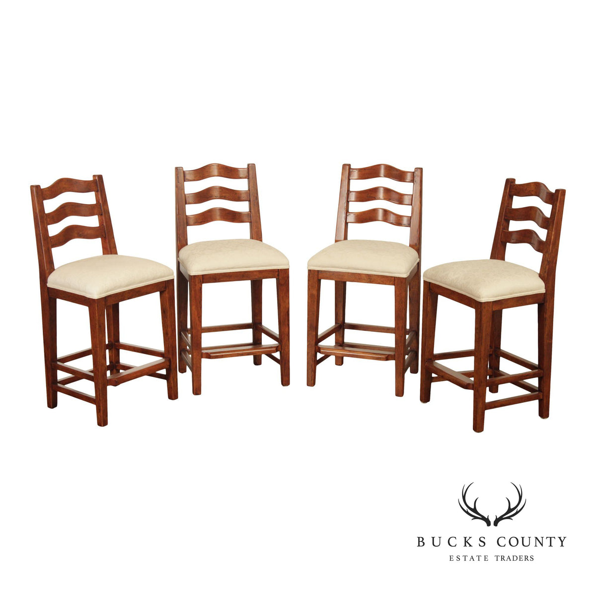 Bausman French Country Style Set of Four Bar Stools