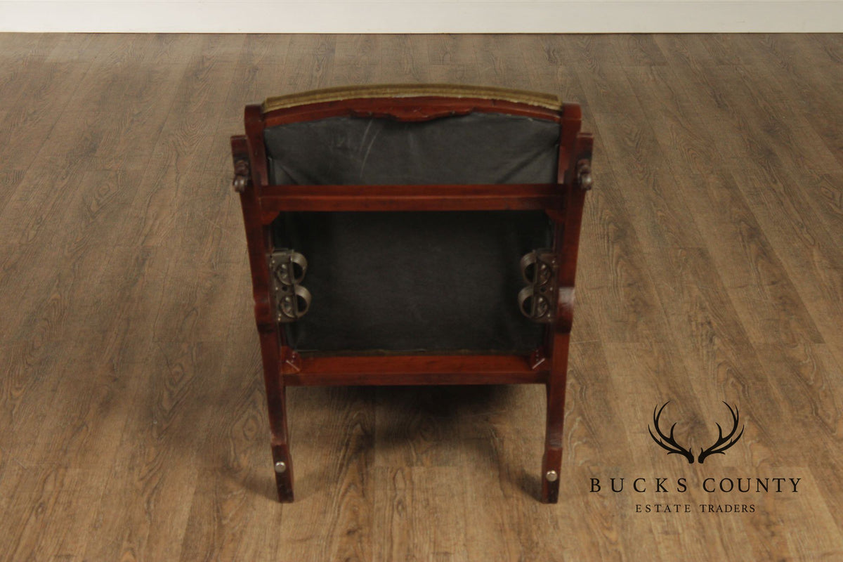 Antique Victorian Eastlake Walnut Platform Rocking Chair