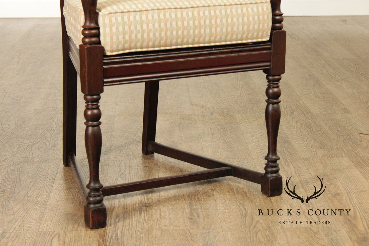 English Traditional Carved Oak Throne Chair