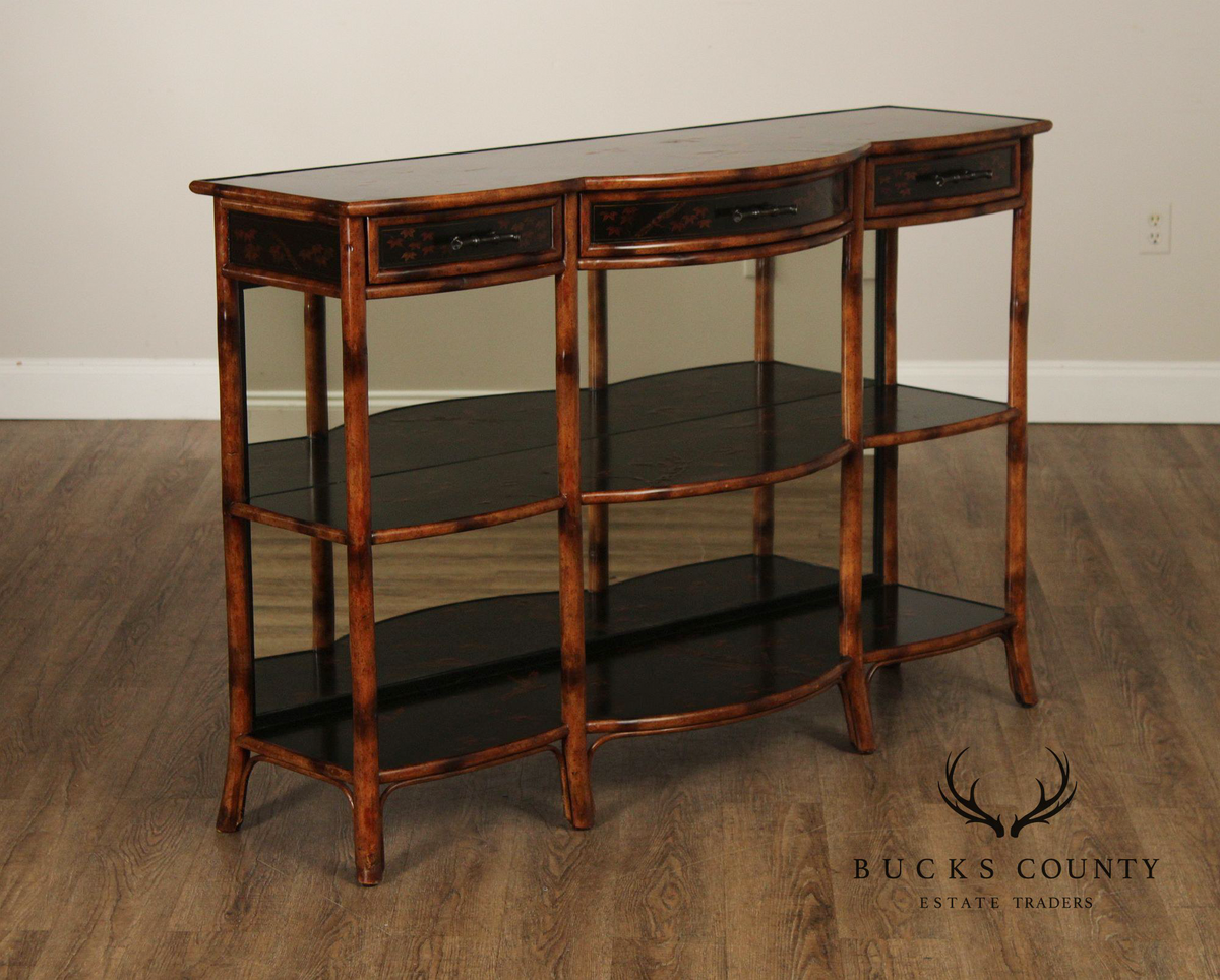 Theodore Alexander Faux Bamboo Three-Tier Console