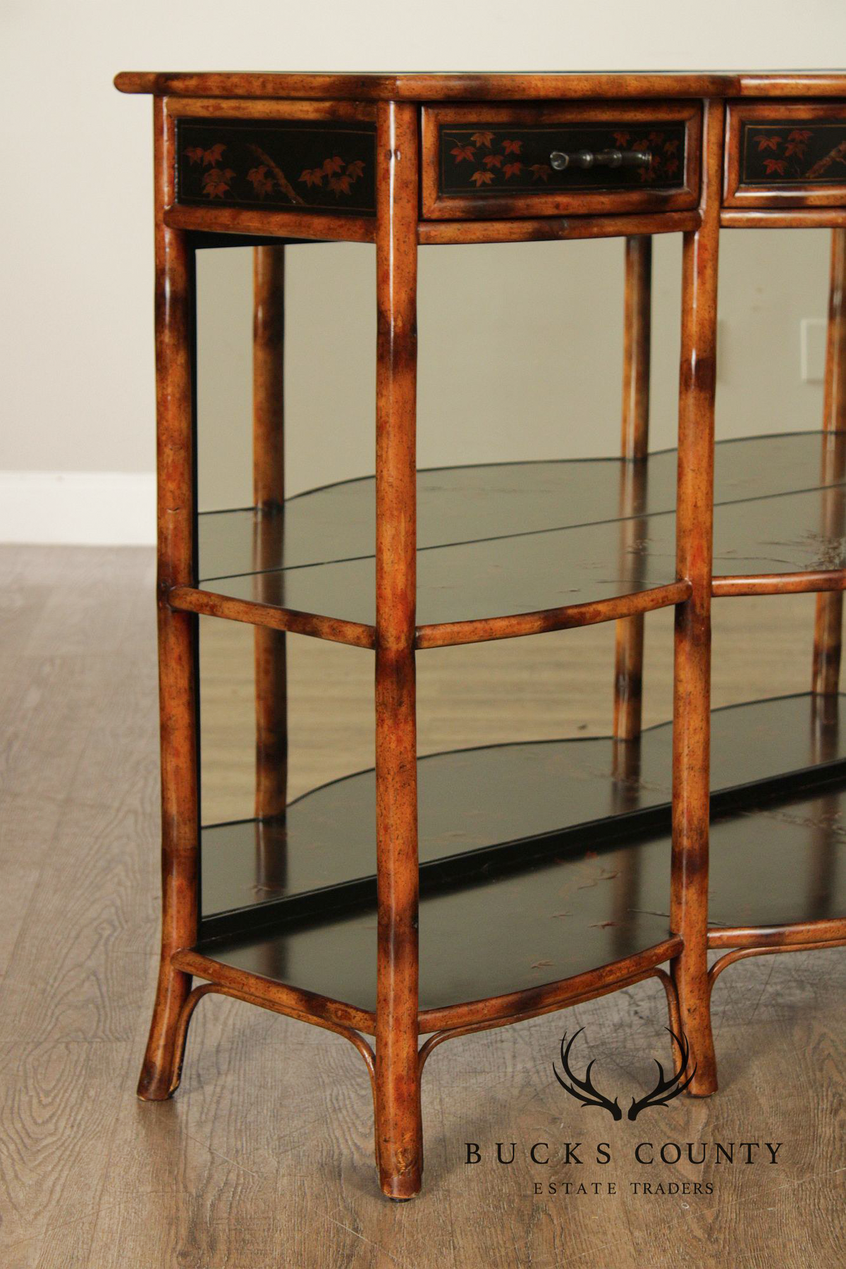Theodore Alexander Faux Bamboo Three-Tier Console