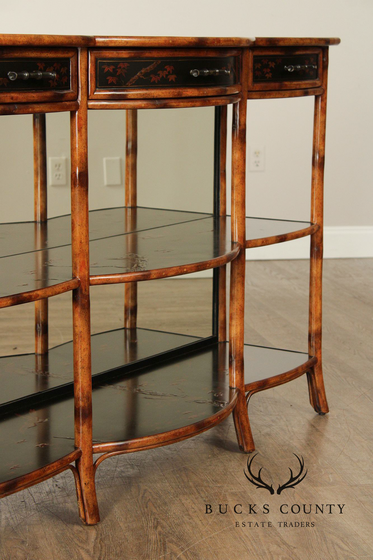 Theodore Alexander Faux Bamboo Three-Tier Console