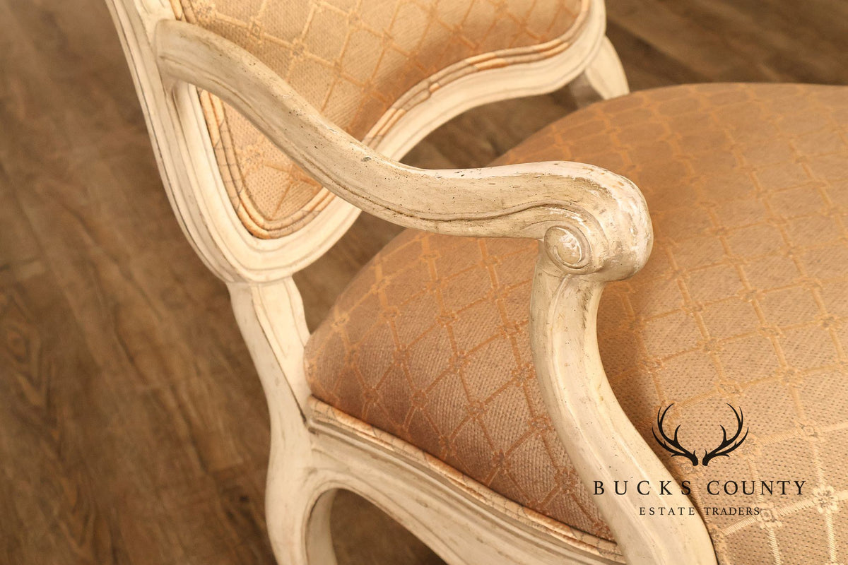 French Provincial Style Set Of Six Painted Upholstered Dining Chairs