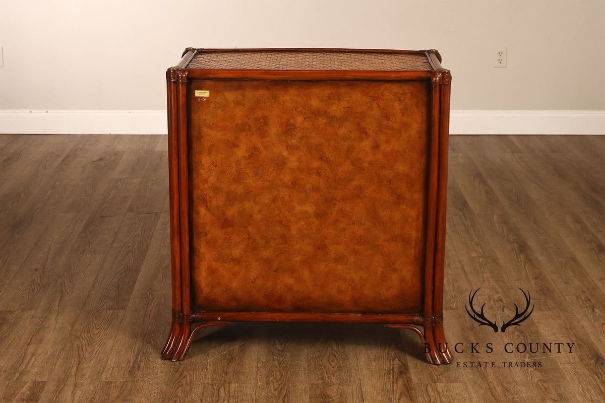 Maitland Smith Campaign Style Bowfront Rattan Chest