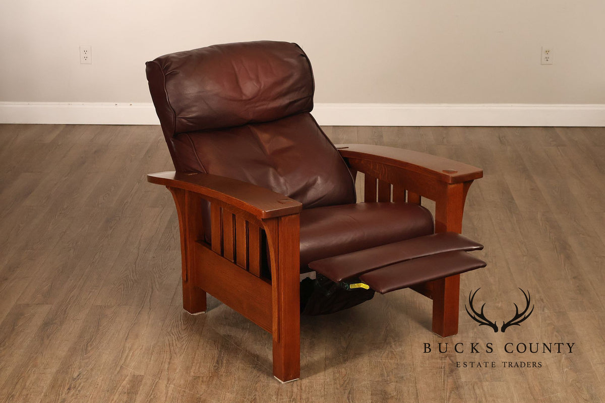 Stickley Mission Collection Pair Of Oak Bow Arm Morris Chair Recliners
