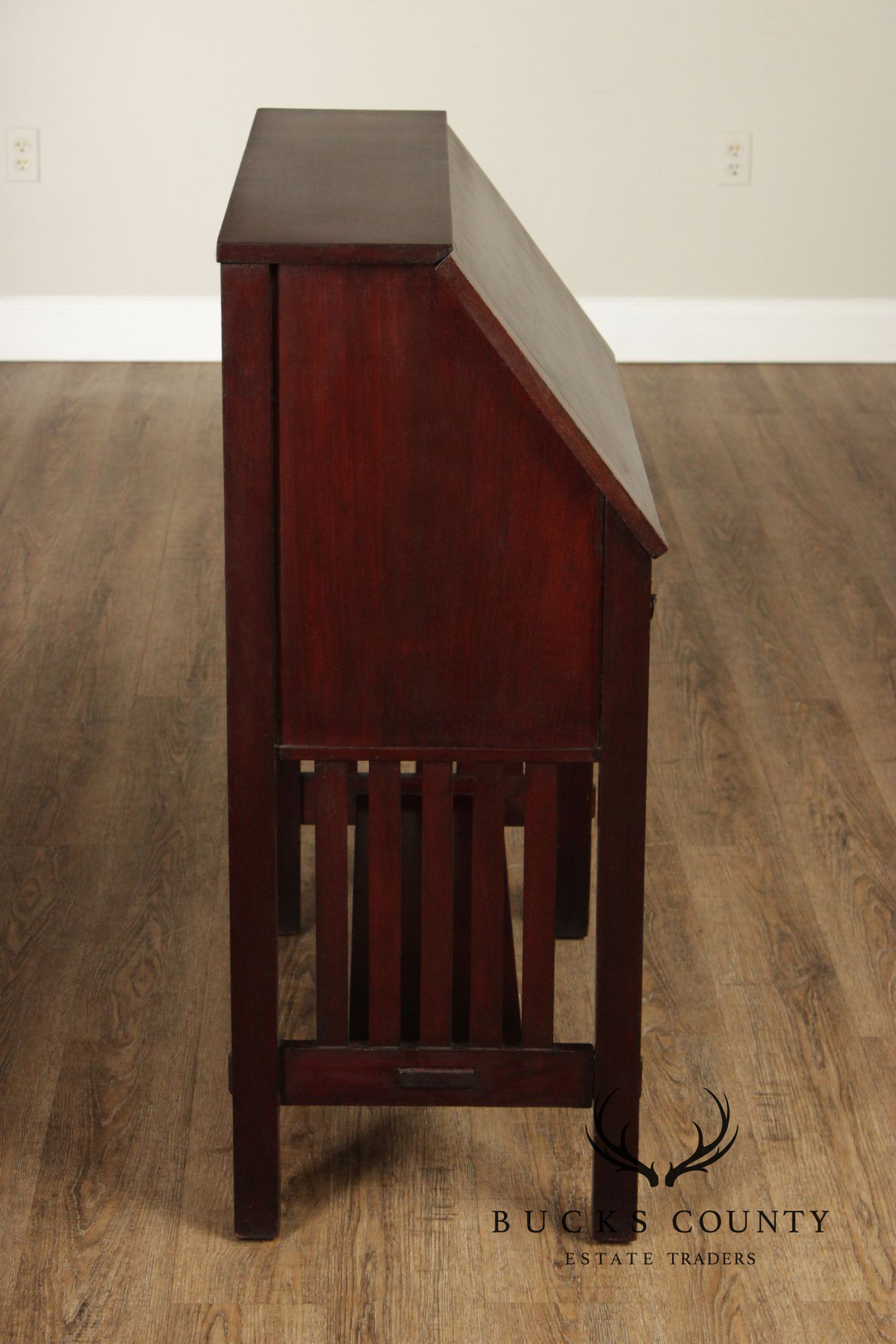 Antique Mahogany Arts And Crafts Slant Front Writing Desk