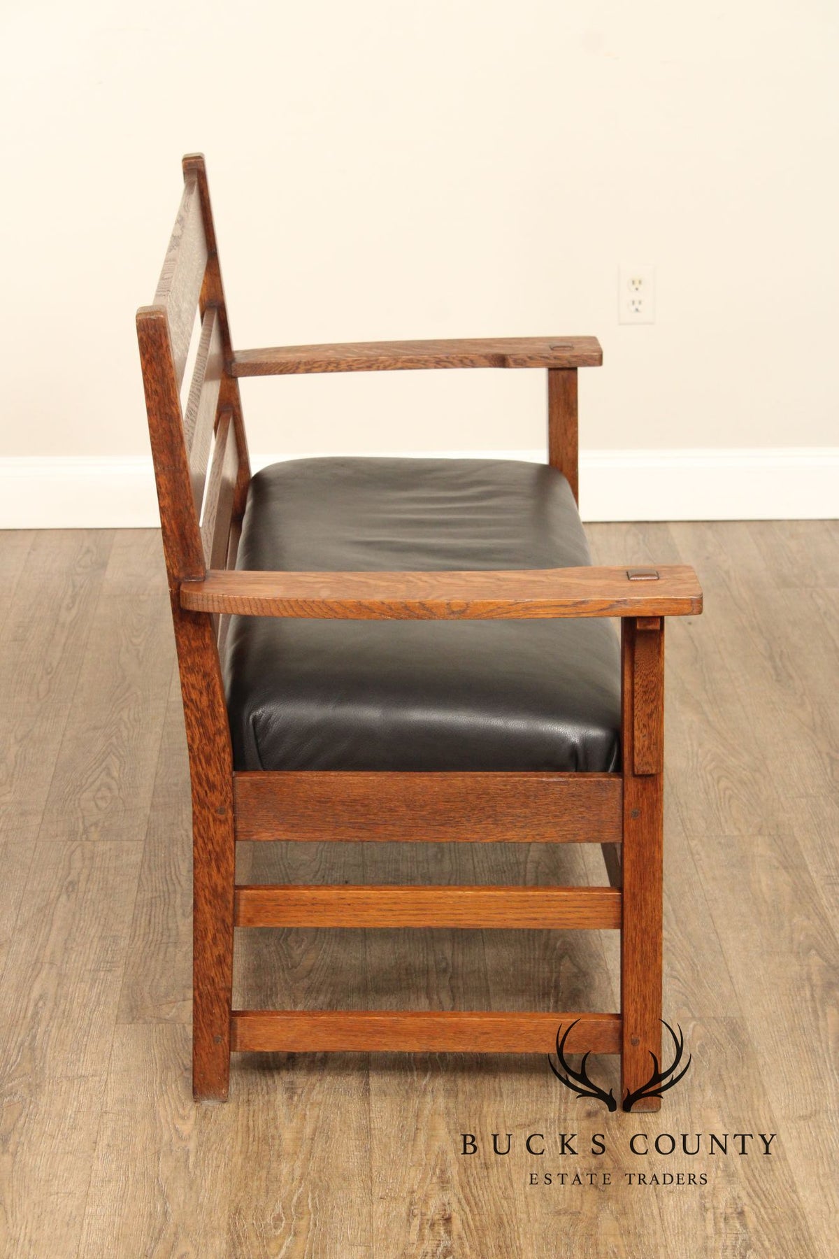 L. & J.G. Stickley Antique Mission Oak and Leather Settee