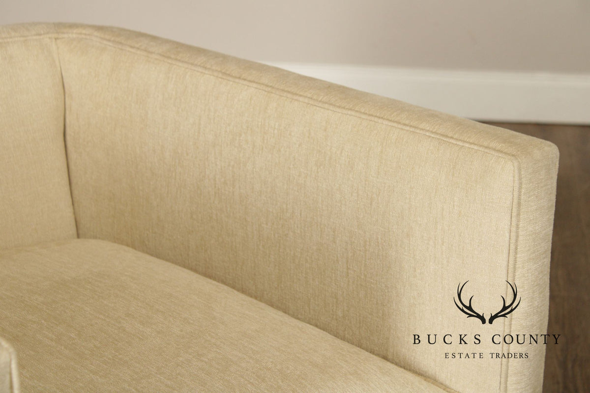Contemporary American Made Robin Bruce "Rothko" Pair Of Upholstered Swivel Lounge Chairs