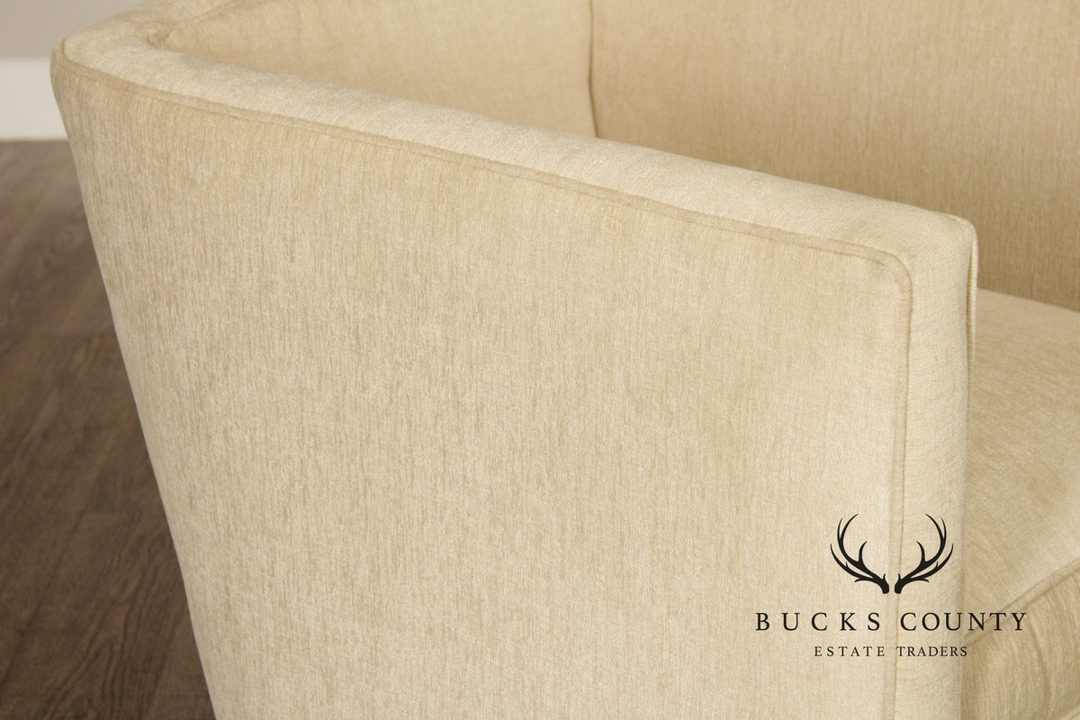 Contemporary American Made Robin Bruce "Rothko" Pair Of Upholstered Swivel Lounge Chairs